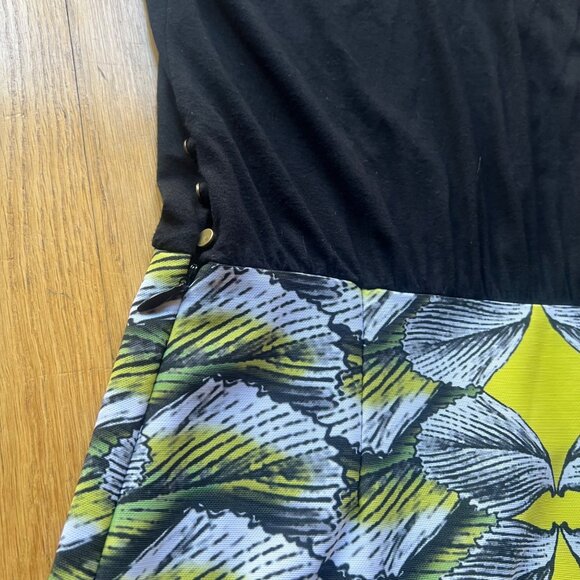 ARTELIER Nicole Miller Size 8 Black Yellow White Geometric Blouson Pencil Dress - Picture 12 of 13